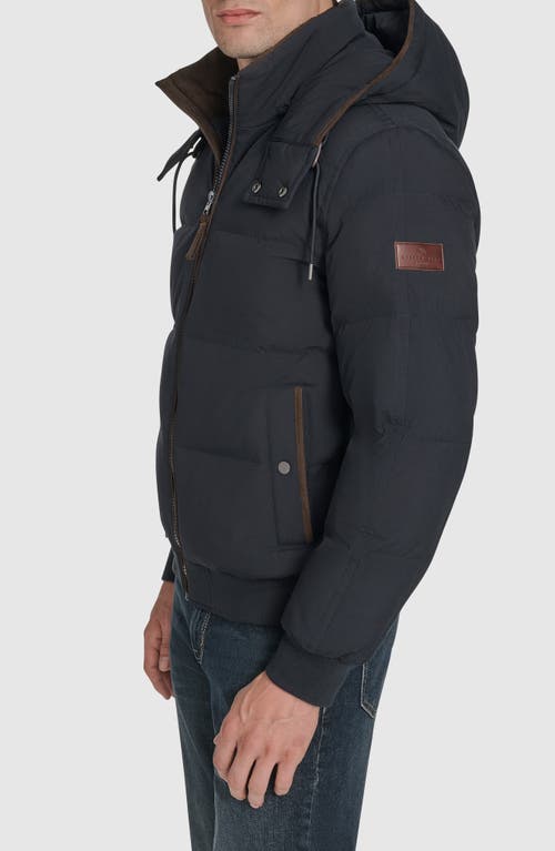 Andrew Marc Langham Water Resistant Hooded Puffer Bomber Jacket In Black