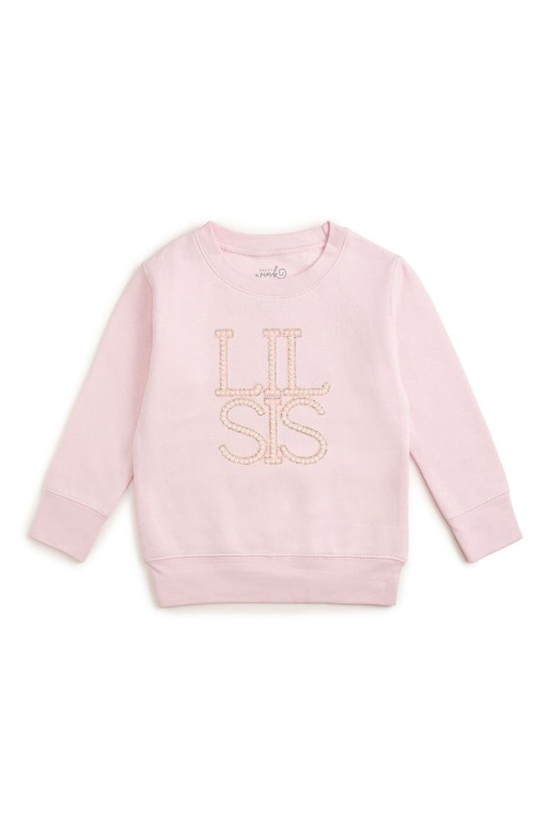 Sweet Wink Lil Sis Pearl Patch Sweatshirt, Main, color, Ballet Pink