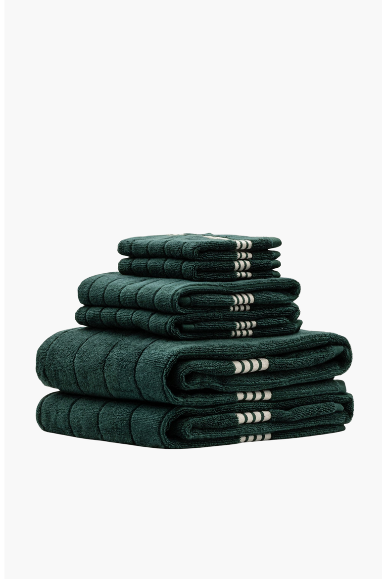 Nautilus 6-Piece Bath Towel Standard Set, Alternate, color, Verdant / Ecru