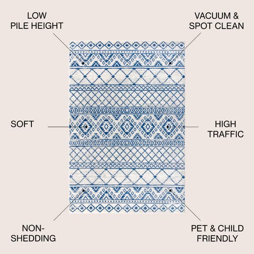 Jonathan Y Moroccan Hype Boho Vintage Area Rug In Cream/blue