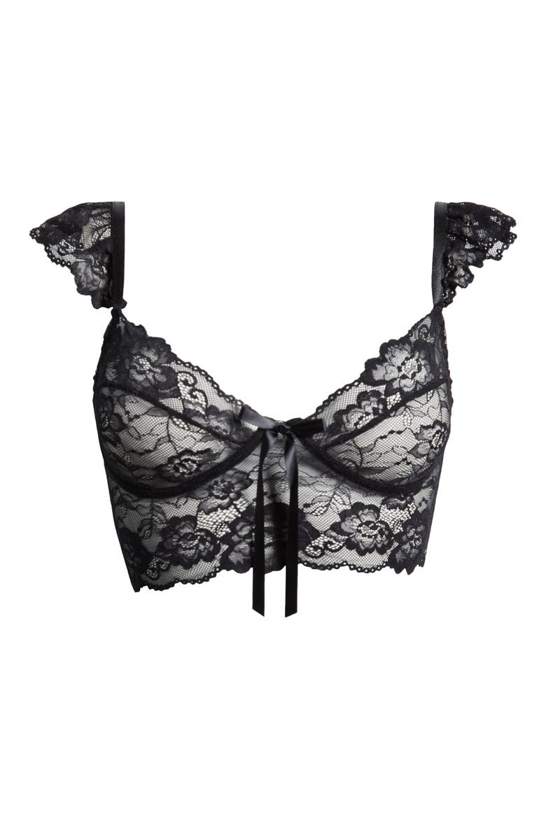 Lace Longline Bralette, Alternate, color, BLACK