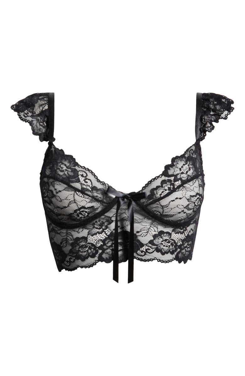 Coquette Lace Longline Bralette, Alternate, color, Black
