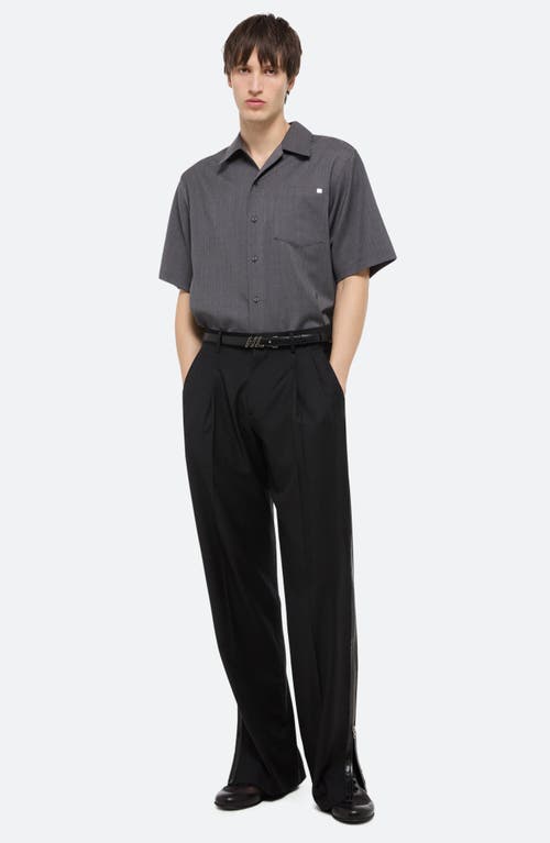 Helmut Lang Pleated Side Zip Wool Trousers In Black