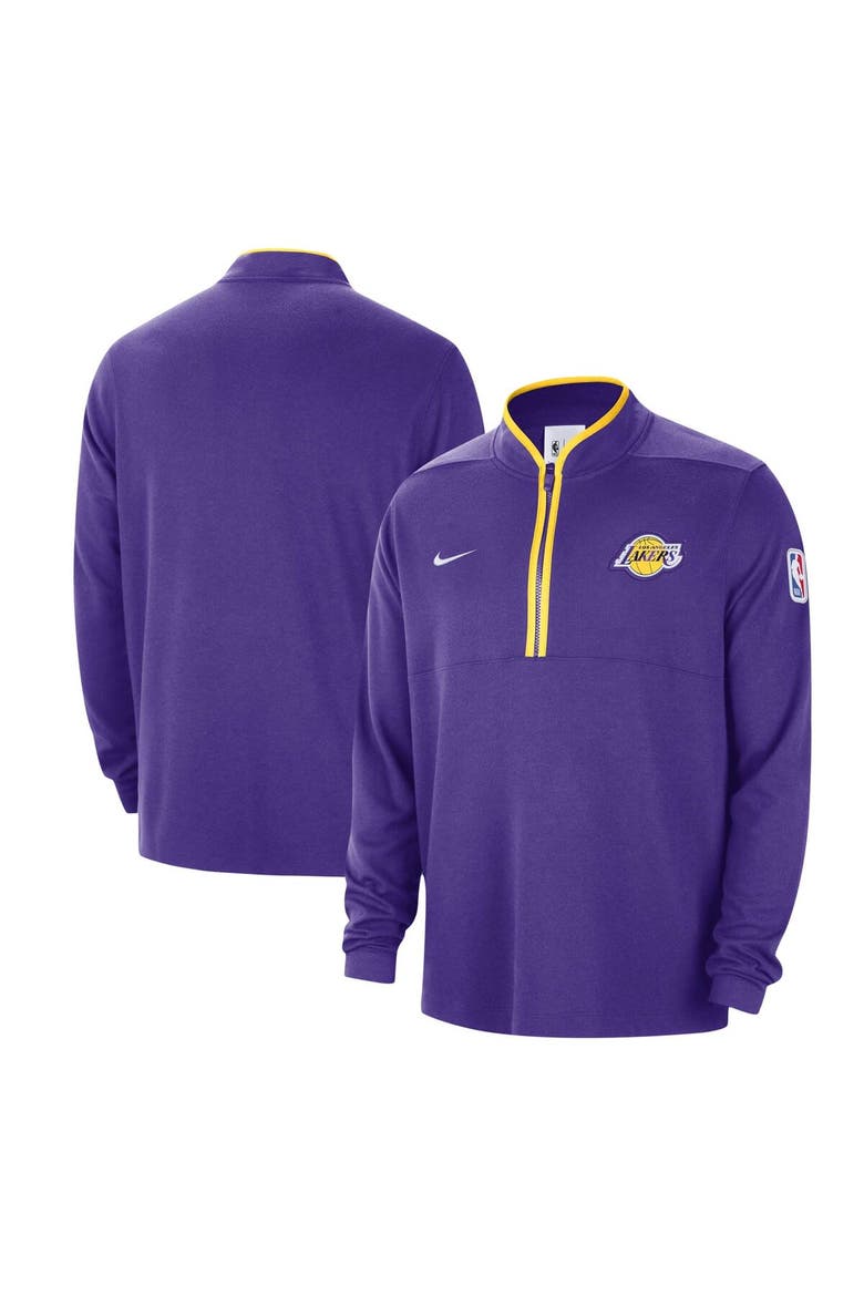 Men's Nike Purple Los Angeles Lakers Authentic Performance Half-Zip Jacket, Main, color, Purple
