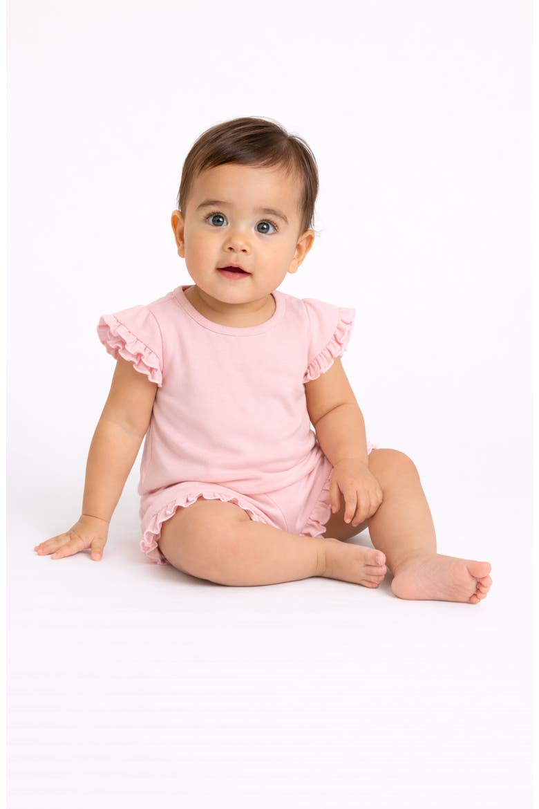 Ruffle French Terry Top & Shorts Set, Alternate, color, PINK