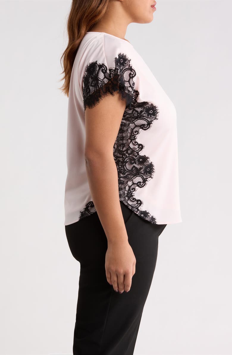 Anne Klein Lace Trim Bateau Neck Top, Alternate, color, Soft Blossom