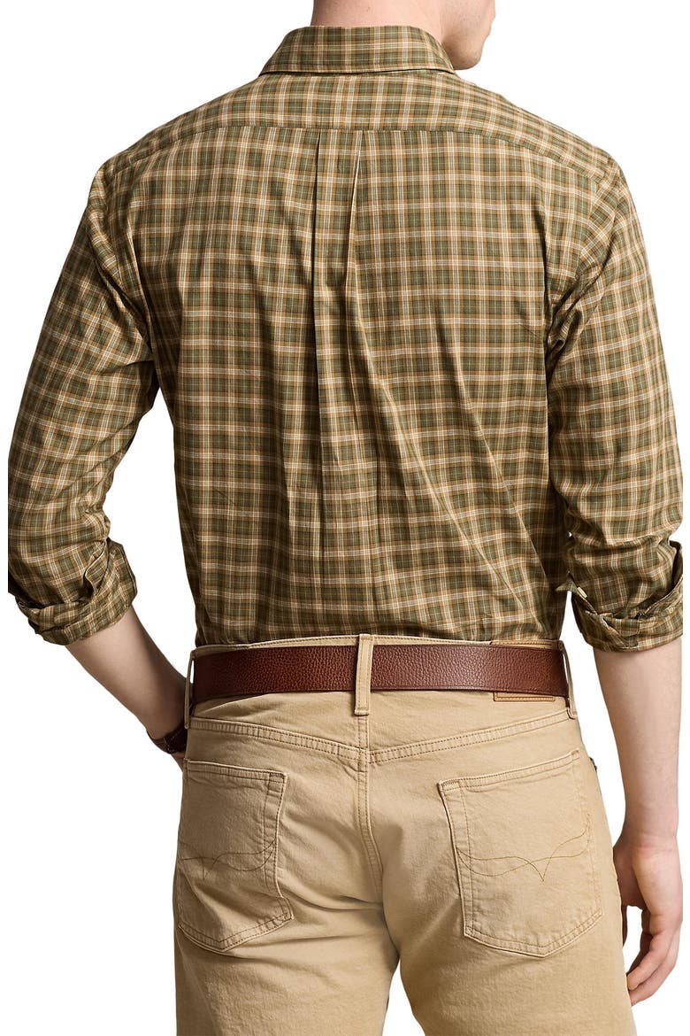 Classic Fit Plaid Cotton Twill Button-Down Shirt, Alternate, color, 6551 OLIVE KHAKI MULTI