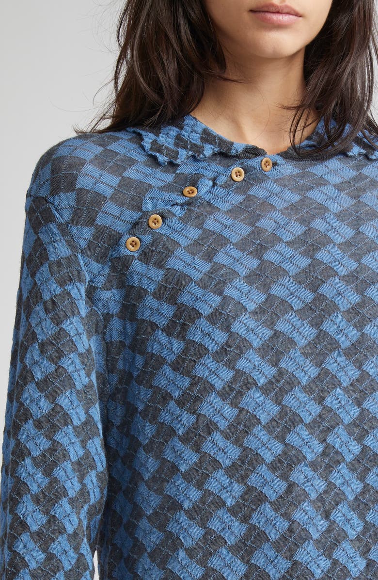 YanYan Basket Argyle Long Sleeve Sailor Collar Wool Sweater Dress, Alternate, color, Blue