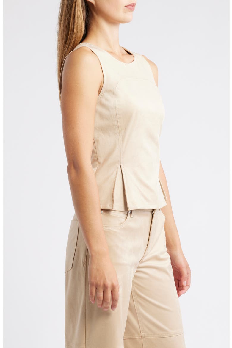 Pleated Hourglass Sleeveless Faux Suede Top, Alternate, color, CHAMPAGNE