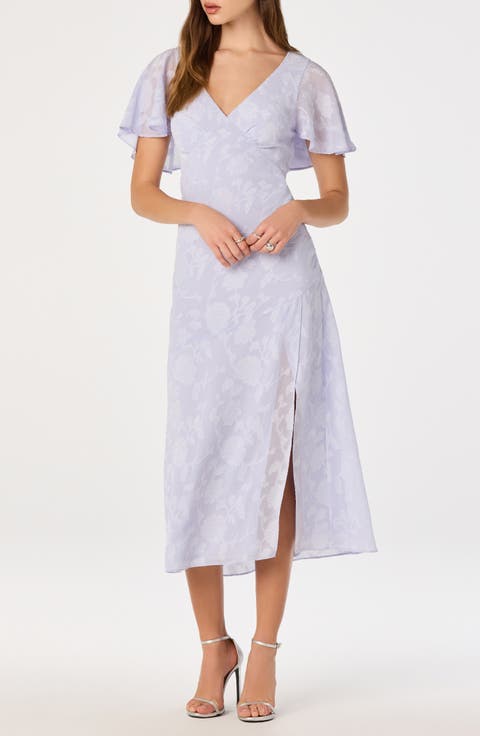 Floral Flutter Sleeve Cutout Back Midi Dress