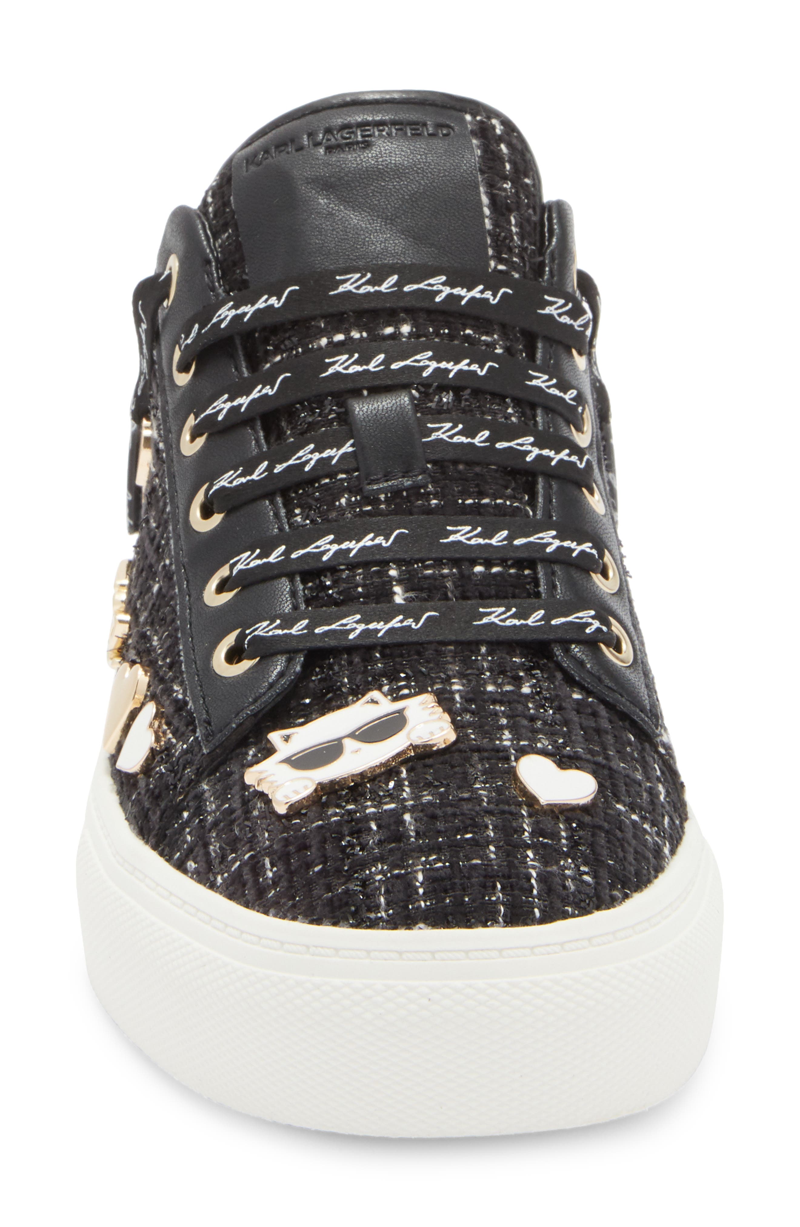 KARL LAGERFELD PARIS Cate Pins Lace-Up Sneaker, Alternate, color, Black/ White