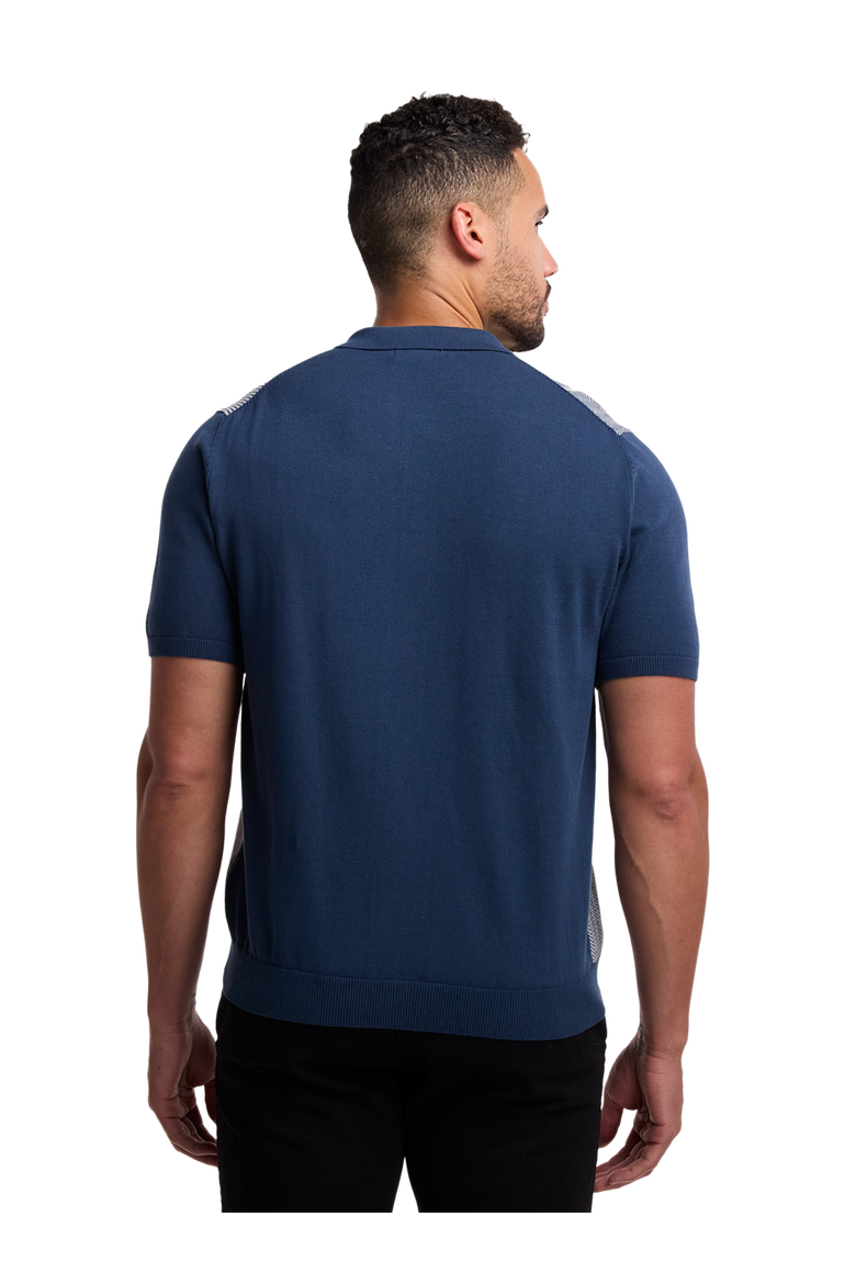 Cotton Button Front Polo, Alternate, color, Blue