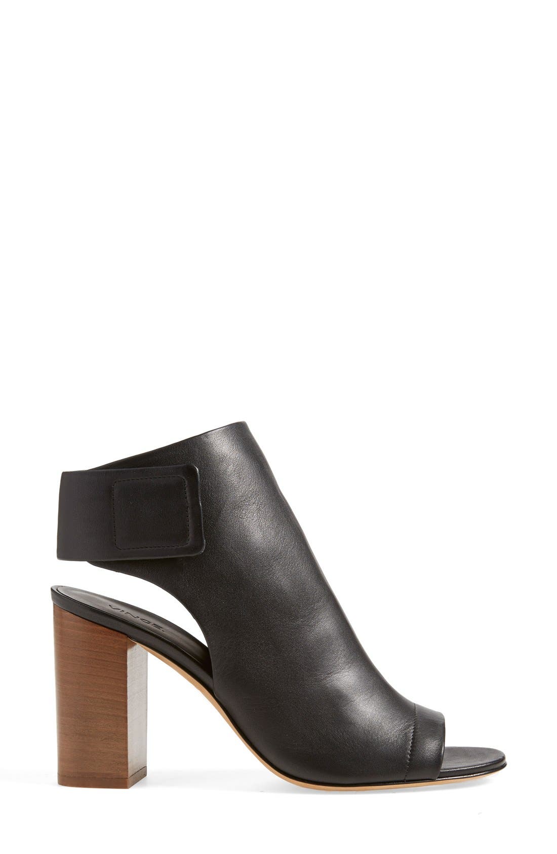 'Faye' Leather Bootie, Alternate, color, BLACK