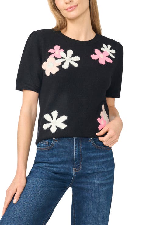 Groovy Flower Short Sleeve Sweater