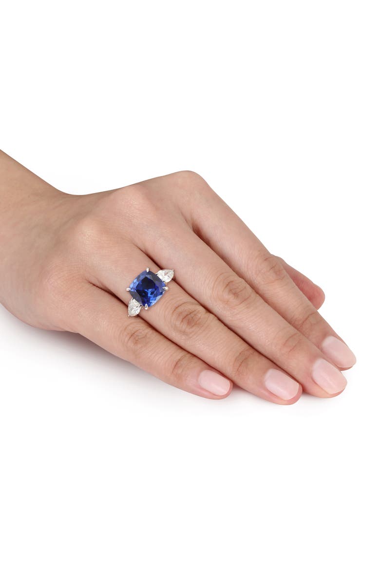 Julianna B. Lab-Created Sapphire & Diamond 3-Stone Ring 18k, Alternate, color, Sapphire