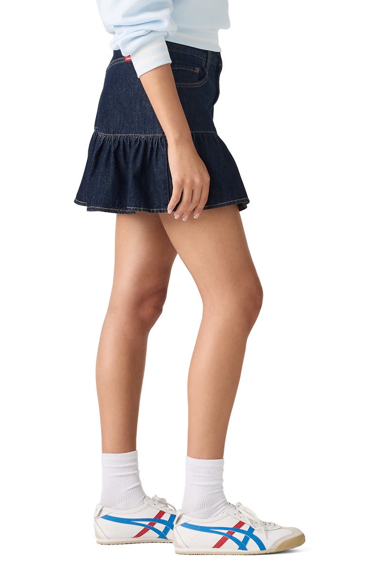 Levi's Flounce Hem Denim Miniskirt, Alternate, color, Reign Of The Rinse