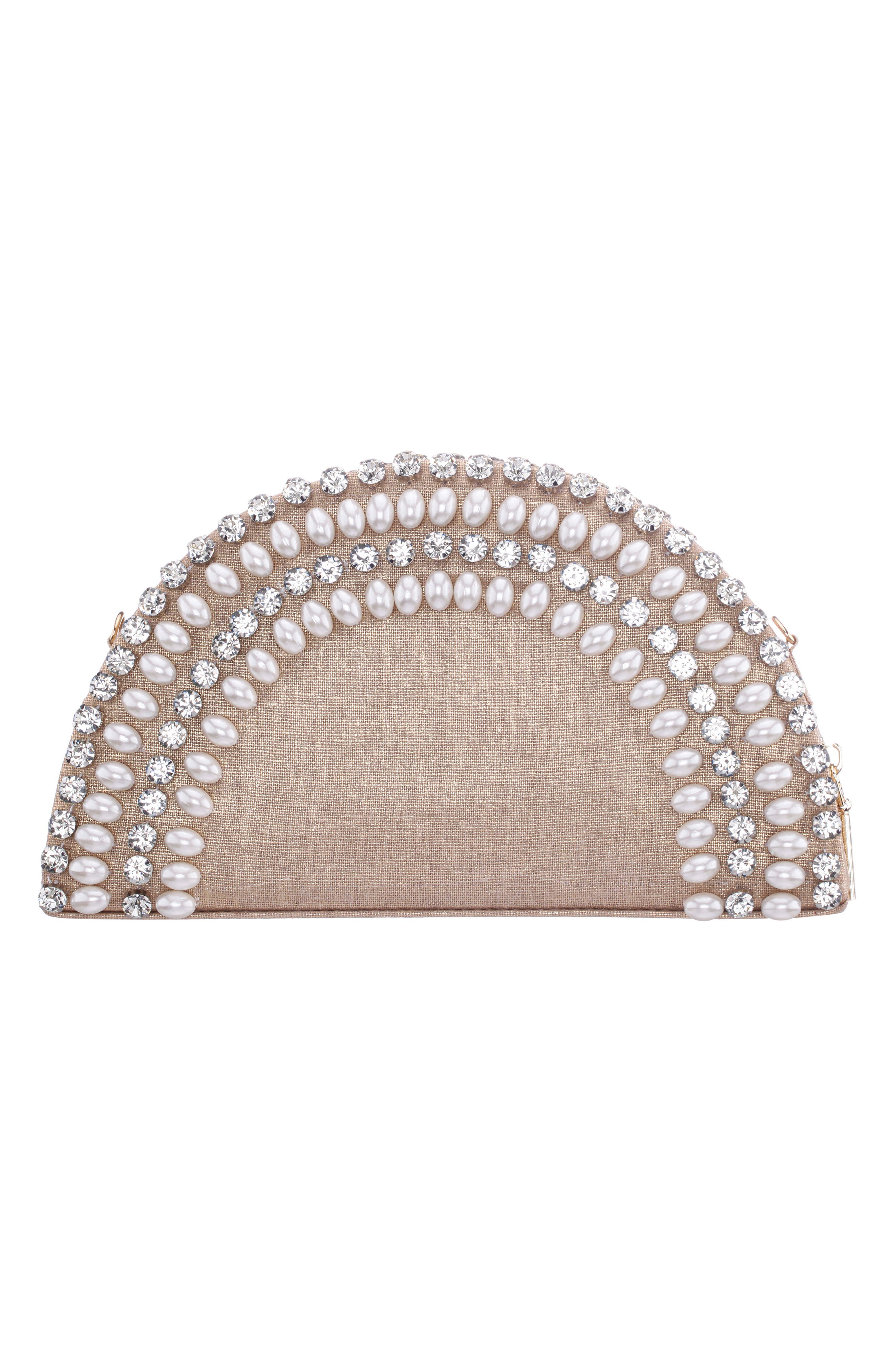 Nina Half Moon Embellished Crossbody Clutch, Alternate, color, 