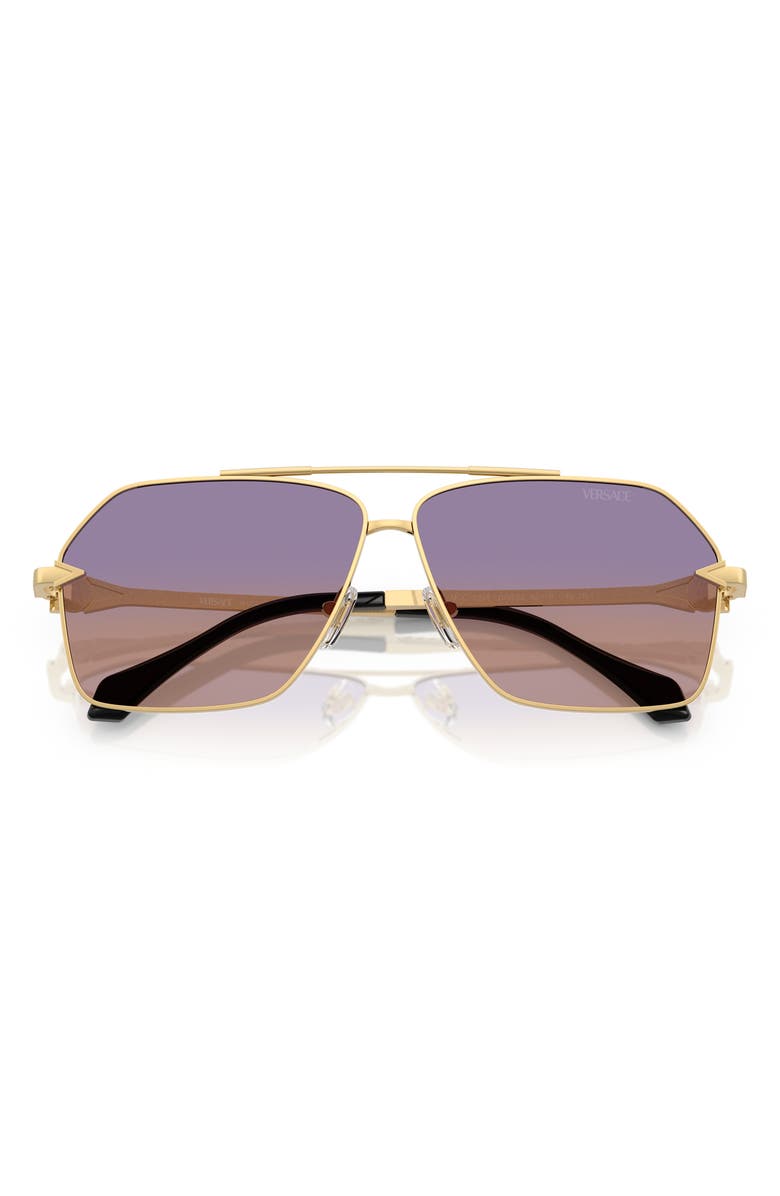 Versace 63mm Pilot Sunglasses, Alternate, color, Gold / Orange Violet