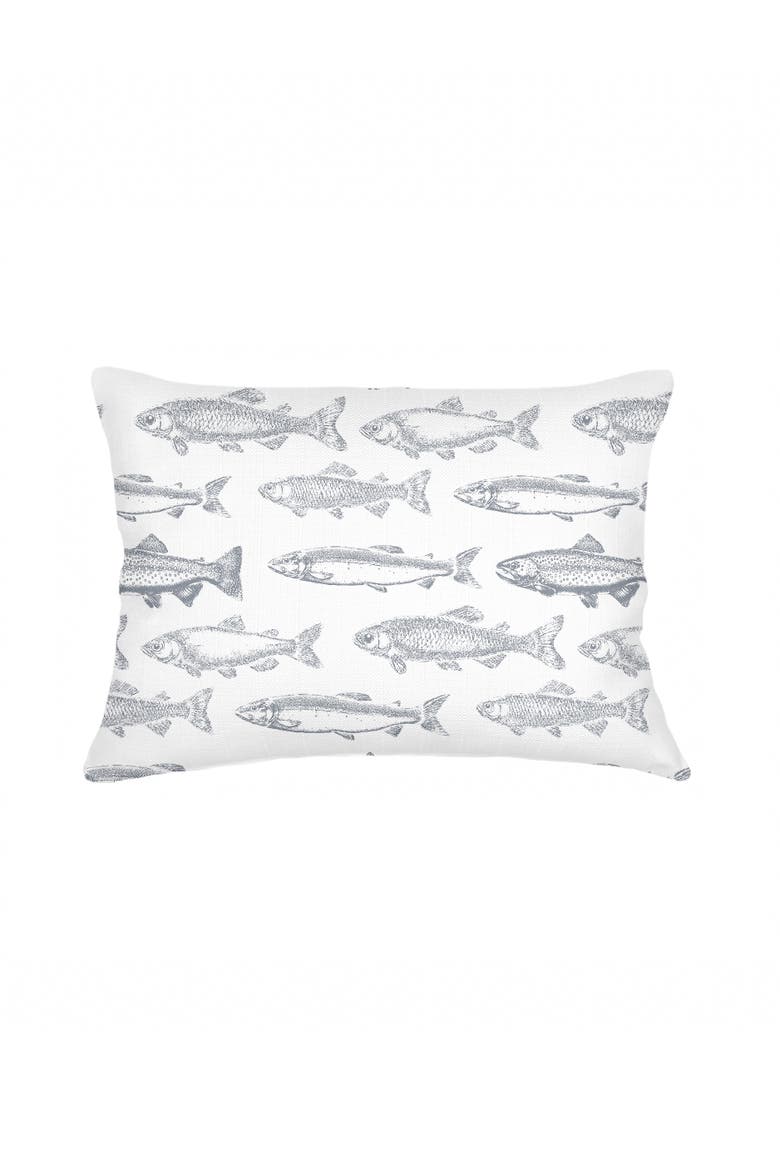 School of Fish Linen Pillow with Down Insert, Alternate, color, Grey