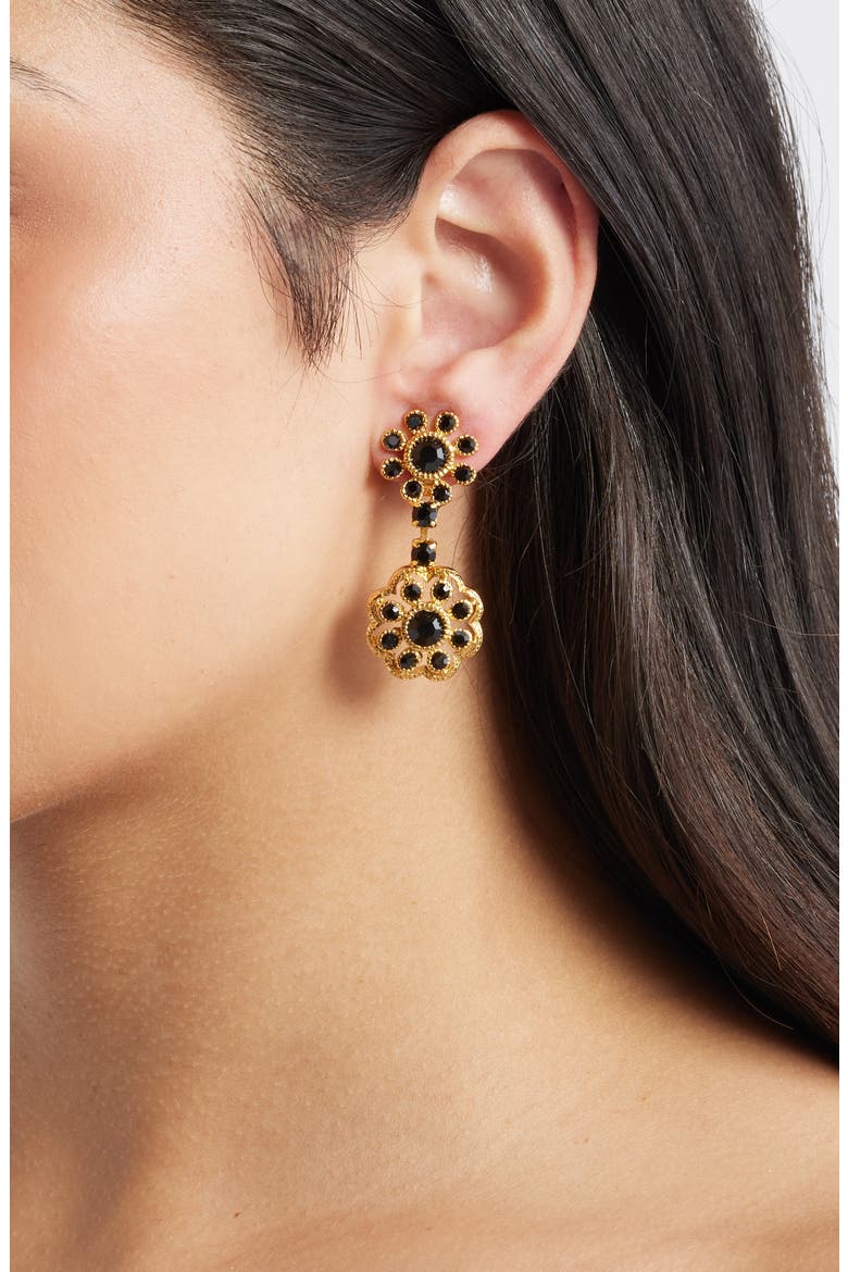 Flower Cluster Drop Earrings, Alternate, color, GOLD