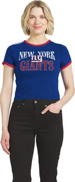 WEAR by Erin Andrews Women's WEAR by Erin Andrews Royal New York Giants Cropped Ringer Baby T-Shirt