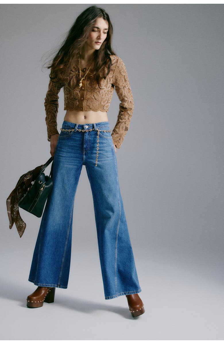 H&M Flared High Waist Jeans, Alternate, color, Denim Blue