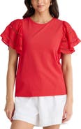 Brave+True Chloe Cutout Flutter Sleeve Top