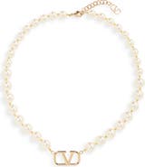 Valentino VLOGO Swarovski Imitation Pearl Necklace