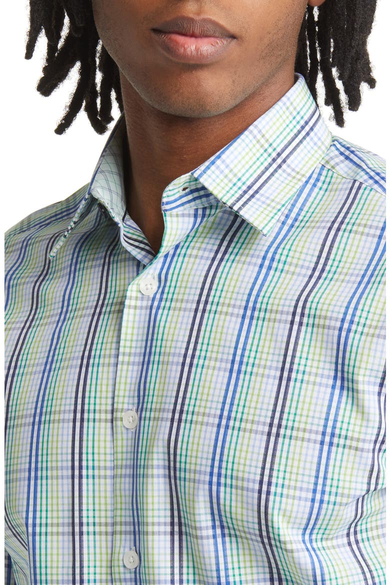 Tailored Fit Plaid Dress Shirt, Alternate, color, GREEN