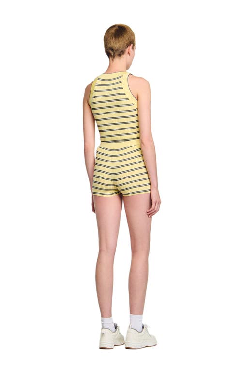 Sandro Striped Knit Shorts In Yellow