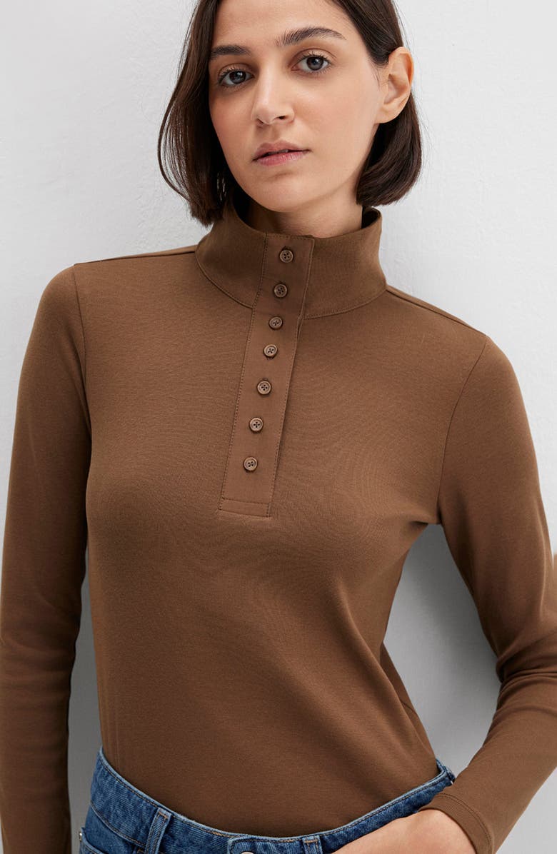 Mavi Jeans Turtleneck Long Sleeve Cotton Jersey Top, Alternate, color, 