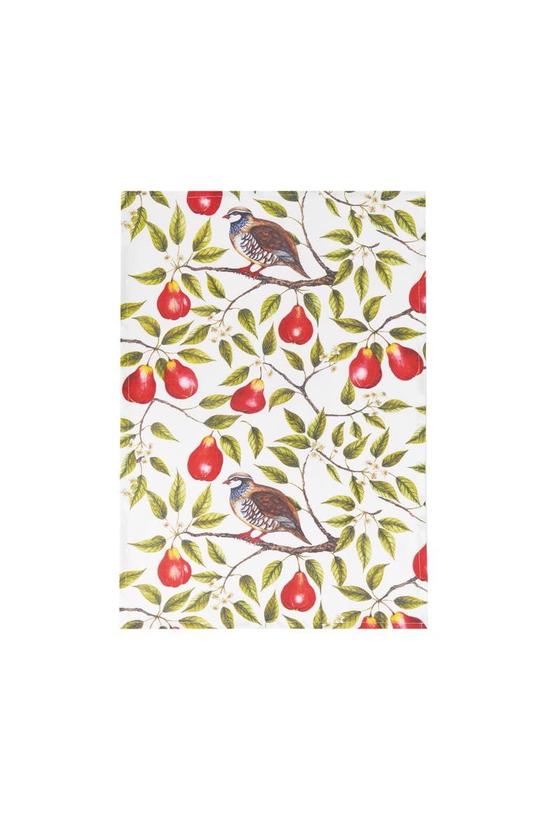 Partridge In A Pear Tree Printed Kitchen Towel, Main, color, Green