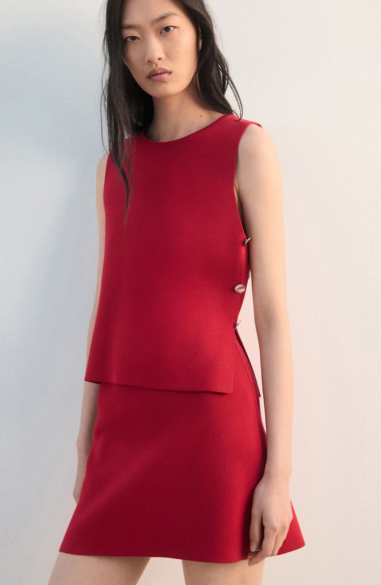 MANGO Knit Miniskirt, Alternate, color, Red