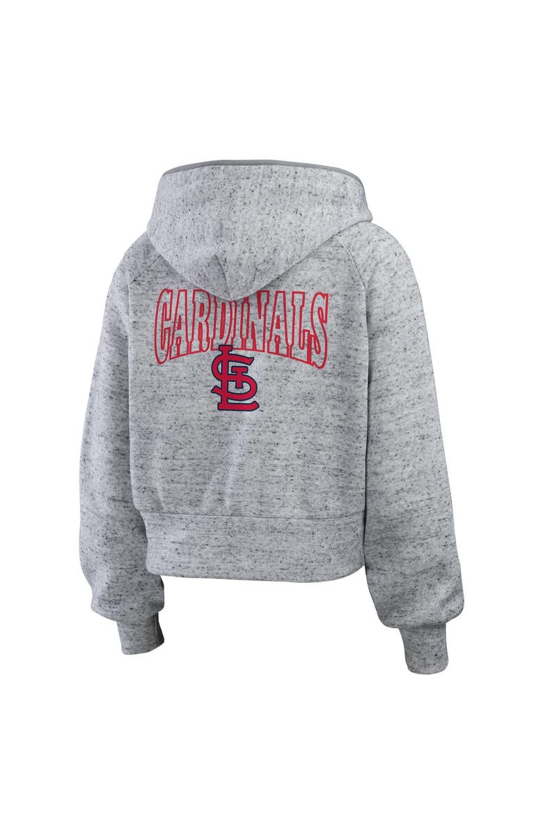 WEAR by Erin Andrews Women's WEAR by Erin Andrews Heather Gray St. Louis Cardinals Speckled Fleece Cropped Full-Zip Hoodie, Alternate, color, Heather Gray