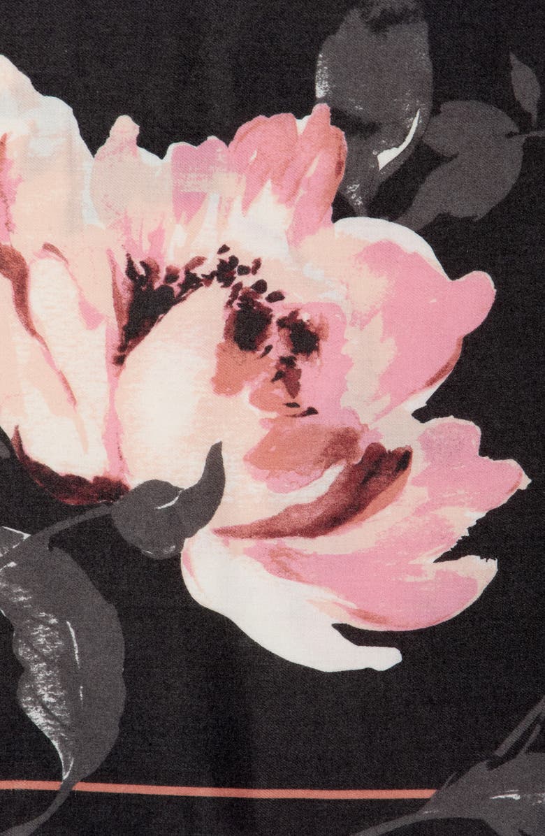 Vince Camuto Floral Supersoft Woven Scarf, Alternate, color, Black