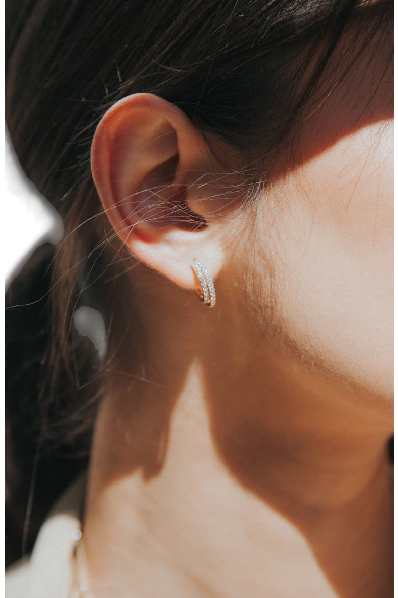 Evil Twin Double Huggie Hoop Earrings, Alternate, color, Gold