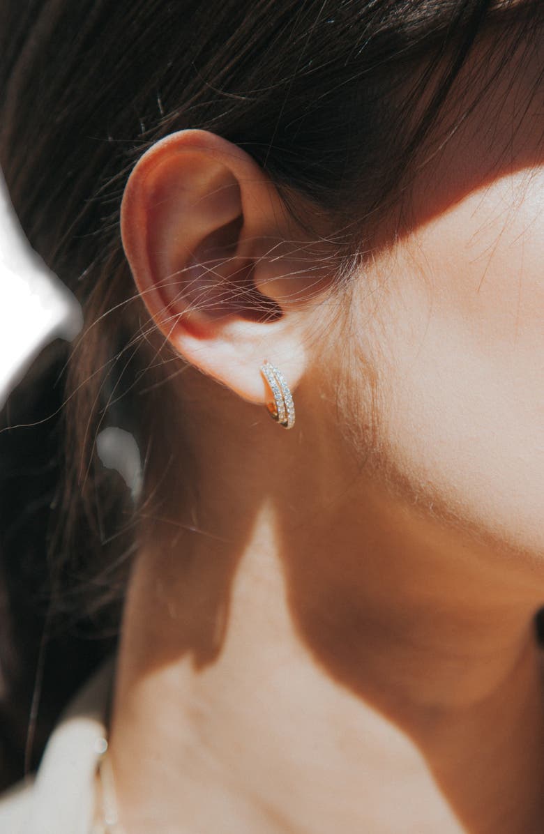 NATIVE GEM Evil Twin Double Huggie Hoop Earrings, Alternate, color, Gold