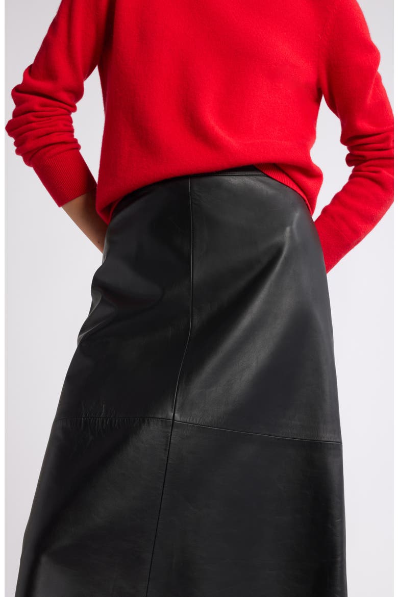 Leather A-Line Skirt, Alternate, color, BLACK