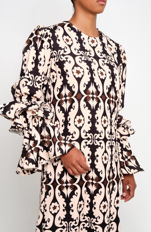 The Lulo Project New Makeda Paisley Long Sleeve Crepe Maxi Dress In Multi