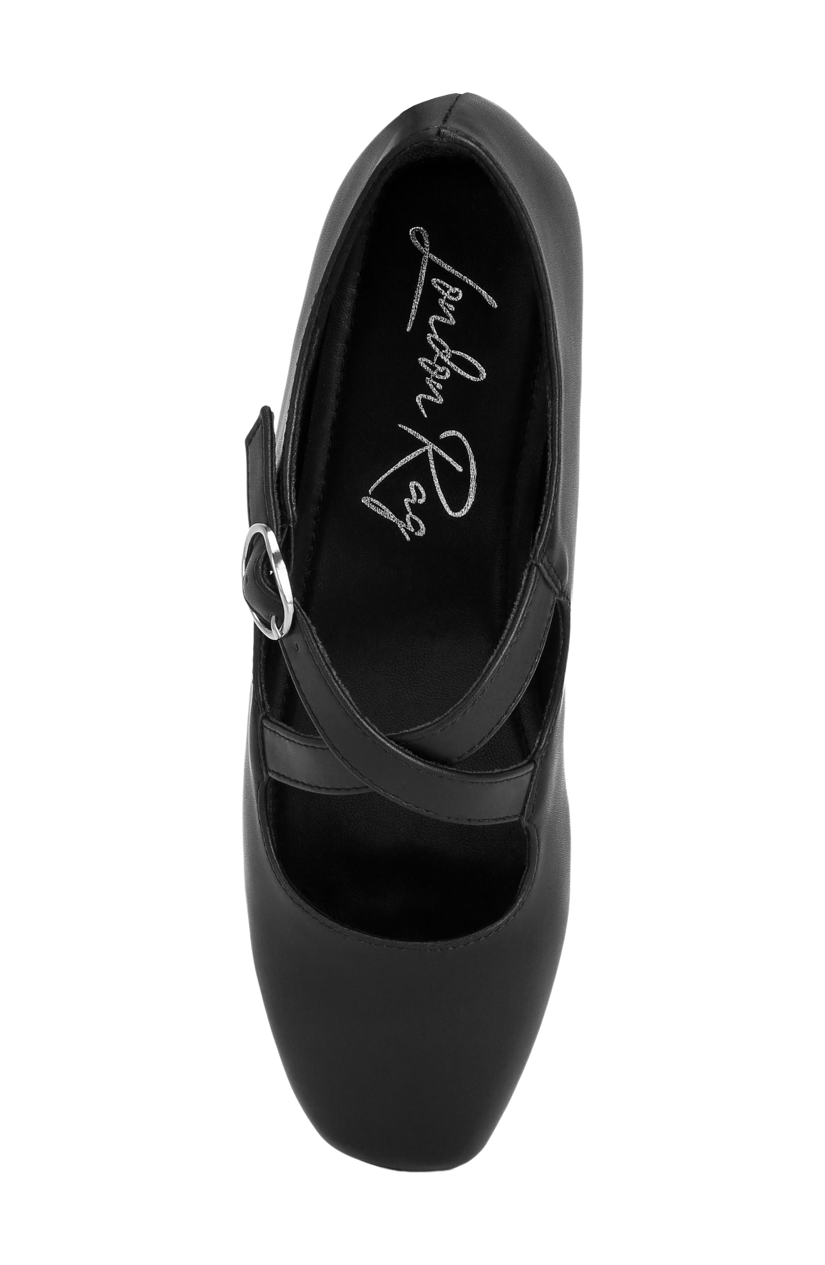Vonily Leather Mary Jane Flat, Alternate, color, BLACK