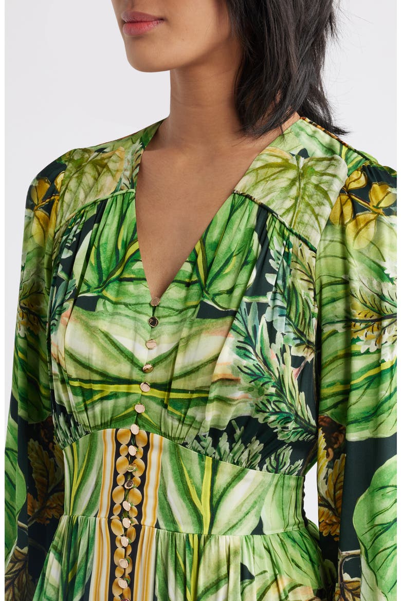 The Alexandria Print Long Sleeve Silk Blend Maxi Dress, Alternate, color, ATRIUM GARDEN PRINT