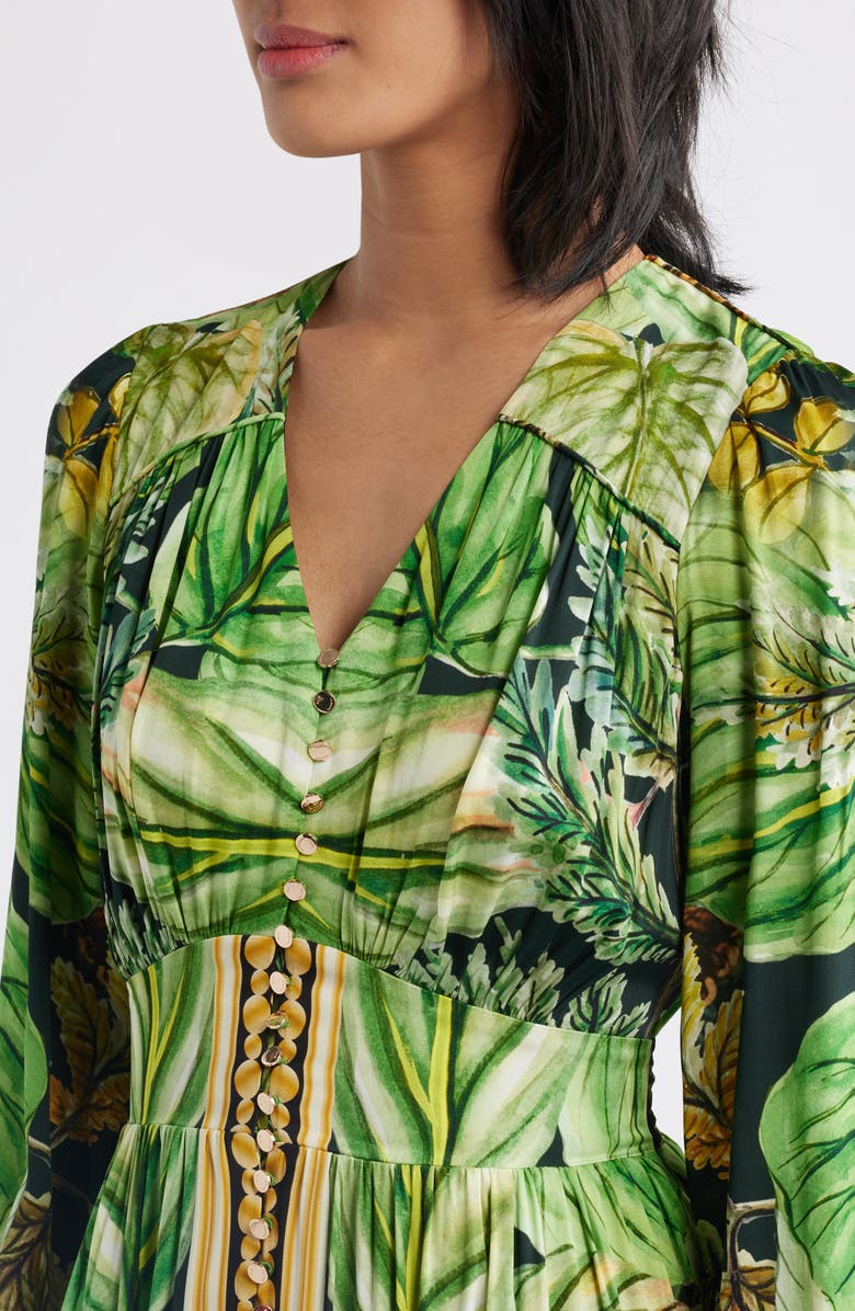 Elie Tahari The Alexandria Print Long Sleeve Silk Blend Maxi Dress, Alternate, color, Atrium Garden Print