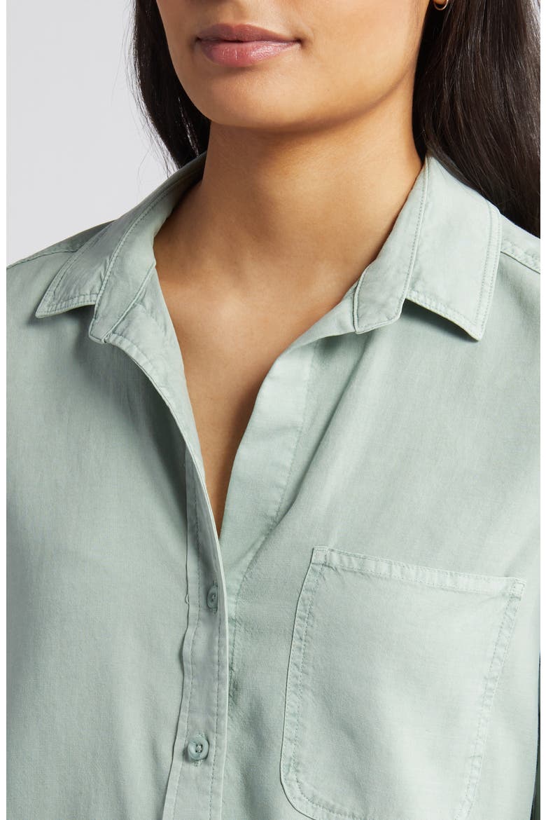Shirttail Button-Up Shirt, Alternate, color, OASIS GREEN