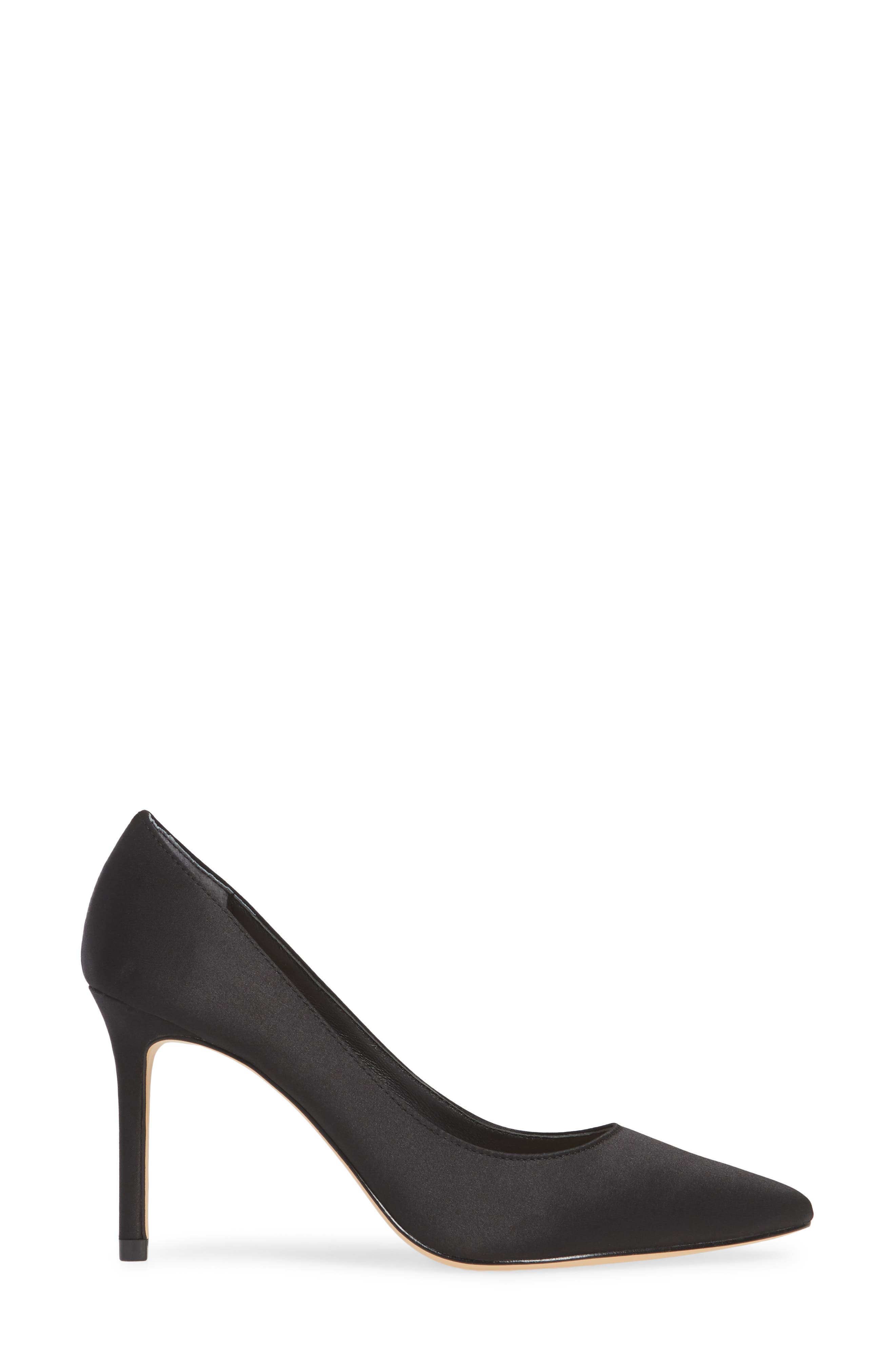 Nina 85 Pointy Toe Pump, Alternate, color, BLACK SATIN