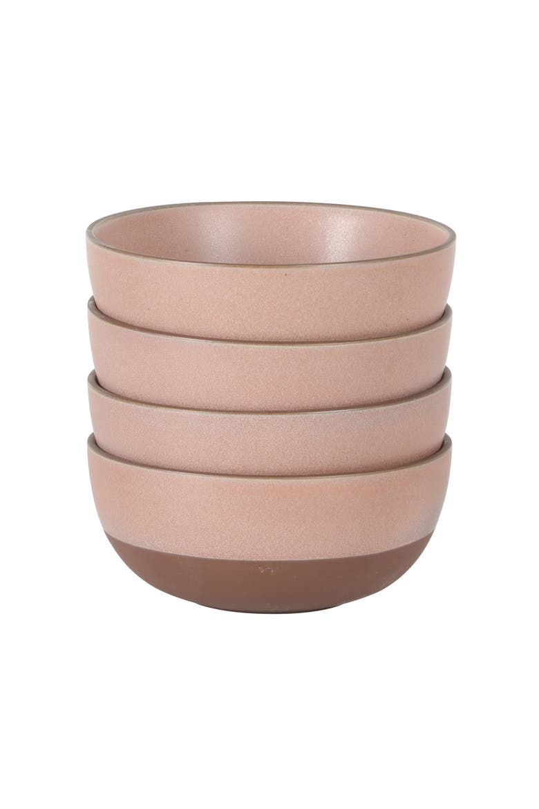 William Crest 4-Piece Reactive Glaze Stoneware Cereal Bowl Set, Main, color, Pink