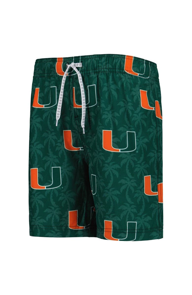 Wes & Willy Youth Wes & Willy Green Miami Hurricanes Palm Tree Swim Shorts, Alternate, color,