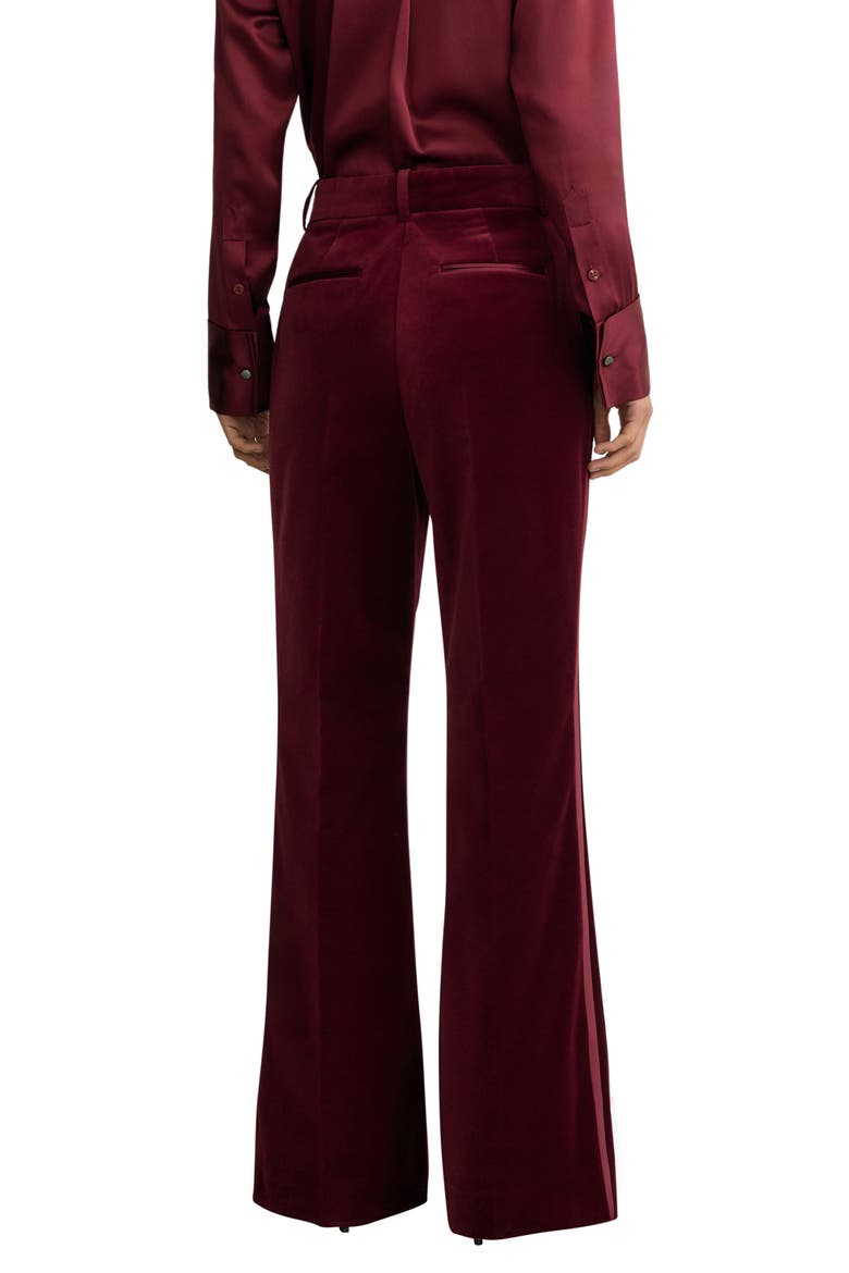 Wren Velvet Flared Tuxedo Pants, Alternate, color, DARK RED