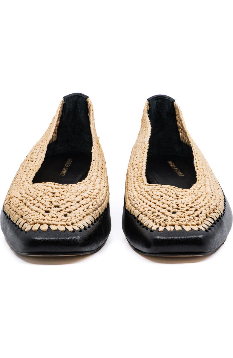 Andrea Gomez Dakota Raffia Leather Flat, Alternate, color, Black