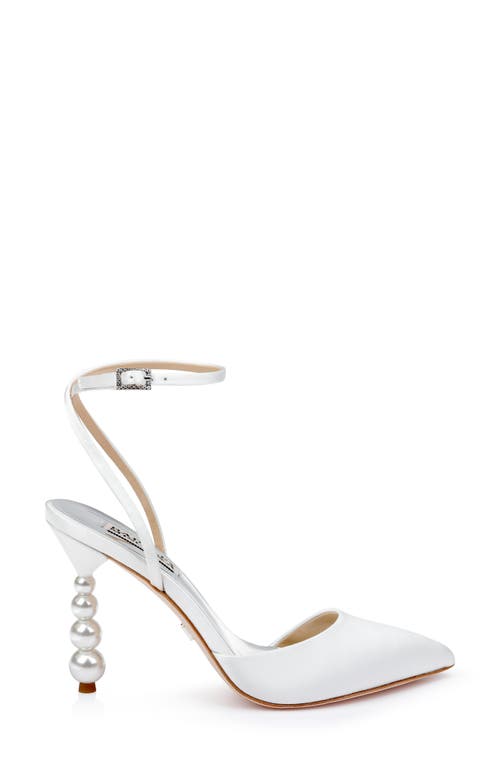 Badgley Mischka Indie Ankle Strap Pointed Toe Pump In Soft White