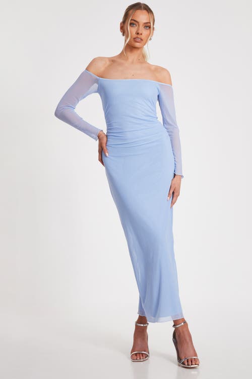 Quiz Bardot Mesh Maxi In Pale Blue